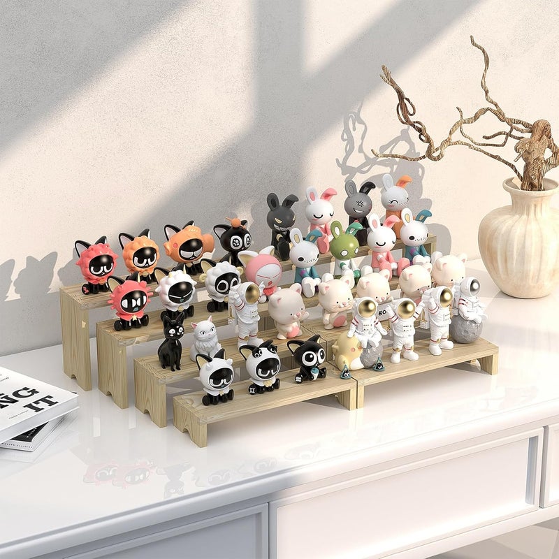 Vecxoty 2 Set Large Wooden Tiered Riser Display Stands for Vendor Events,Stackable Perfume Organizer Cologne Stand for Men Women,Wooden Cupcake Dessert Stand,Wood Dessert Table Display Set,Food Display Risers for Party（12-11.2-10.4-9.6IN） - Image 5